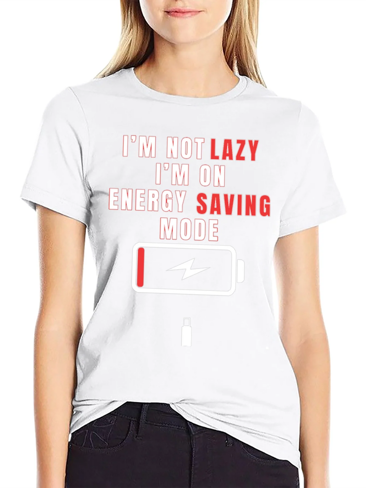 Lazy Mode Energy Saving Funny Black T-Shirt product image 7