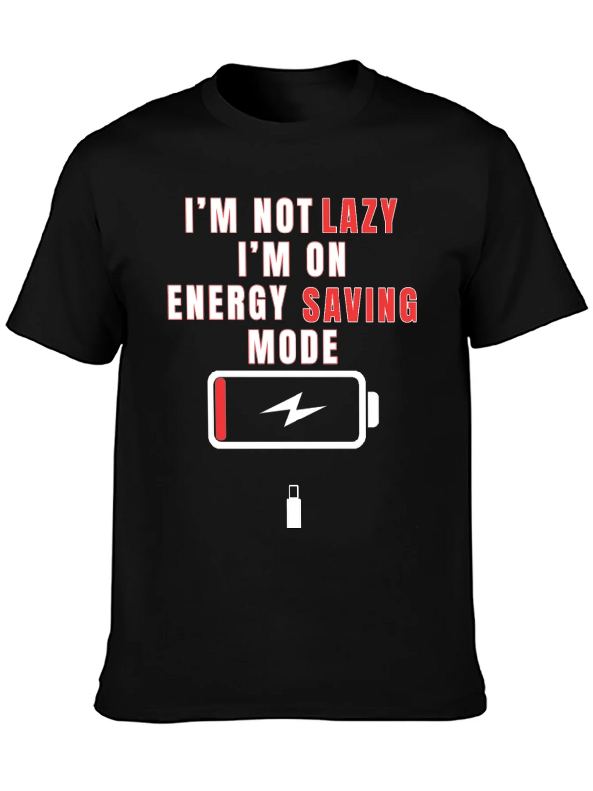 Lazy Mode Energy Saving Funny Black T-Shirt product image 3