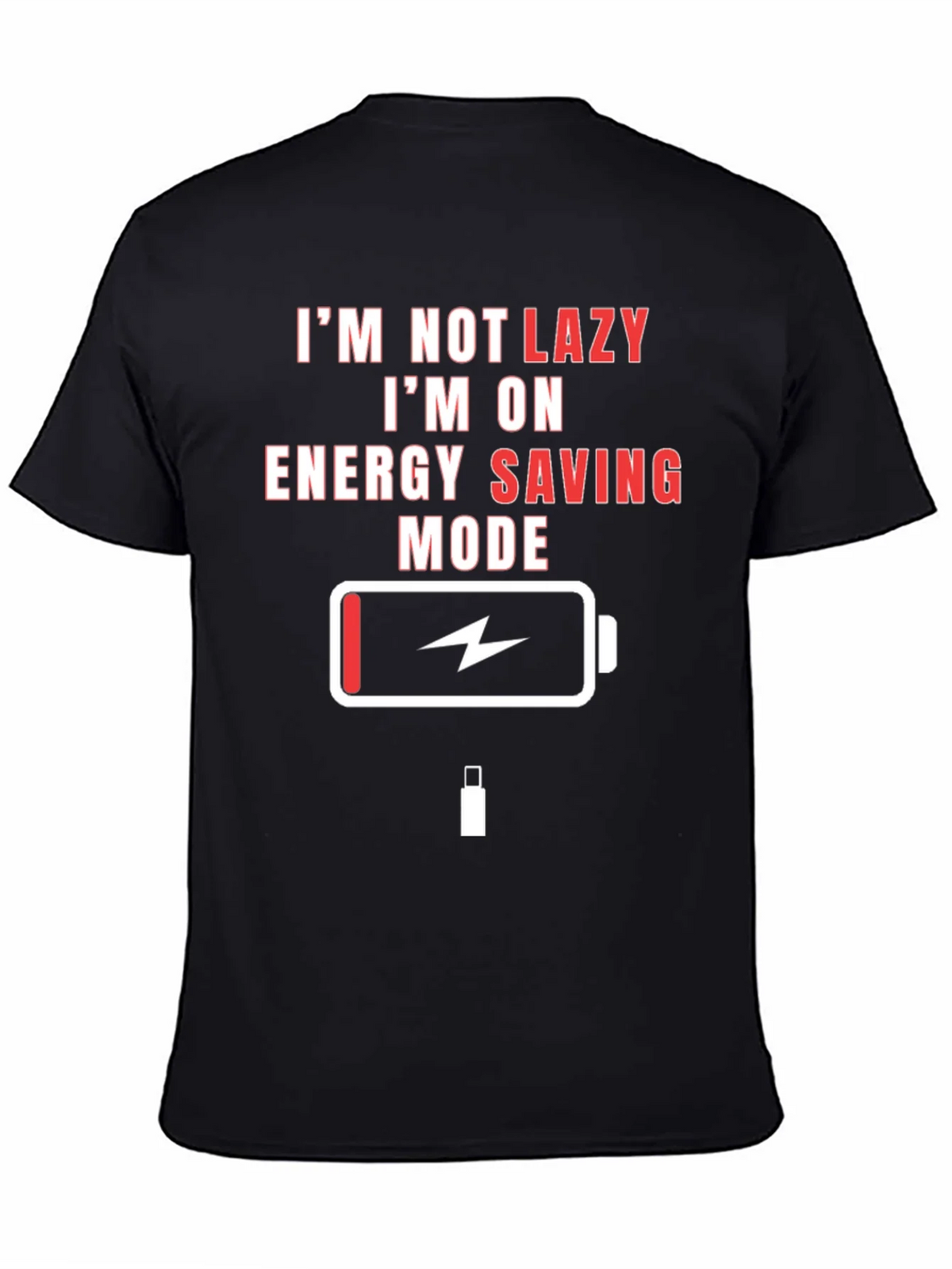 Lazy Mode Energy Saving Funny Black T-Shirt product image 4