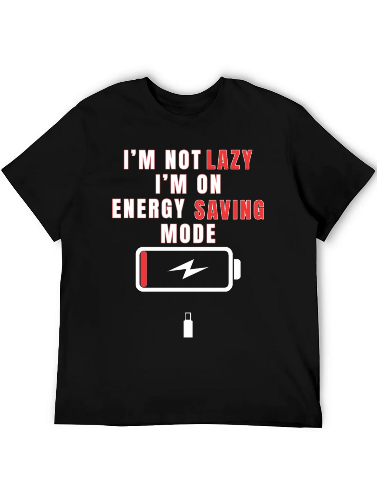 Lazy Mode Energy Saving Funny Black T-Shirt product image 5