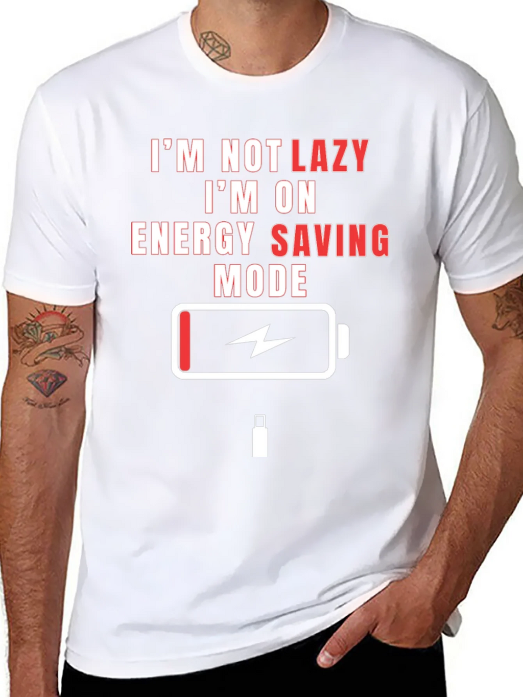 Lazy Mode Energy Saving Funny Black T-Shirt product image 6