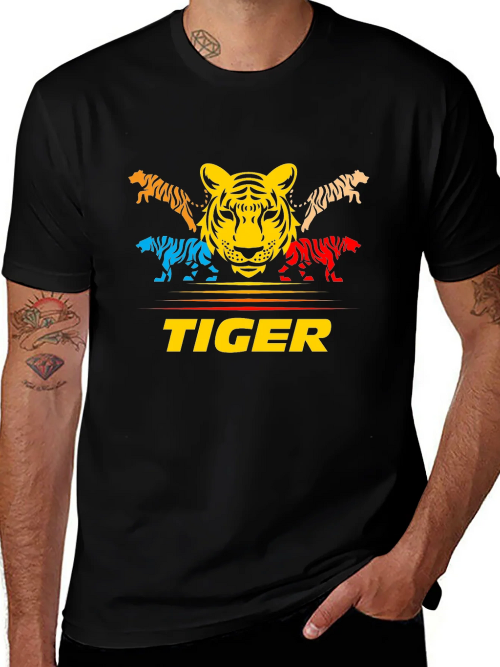 Bold Tiger Graphic Tee - Colorful Animal Print product image 1