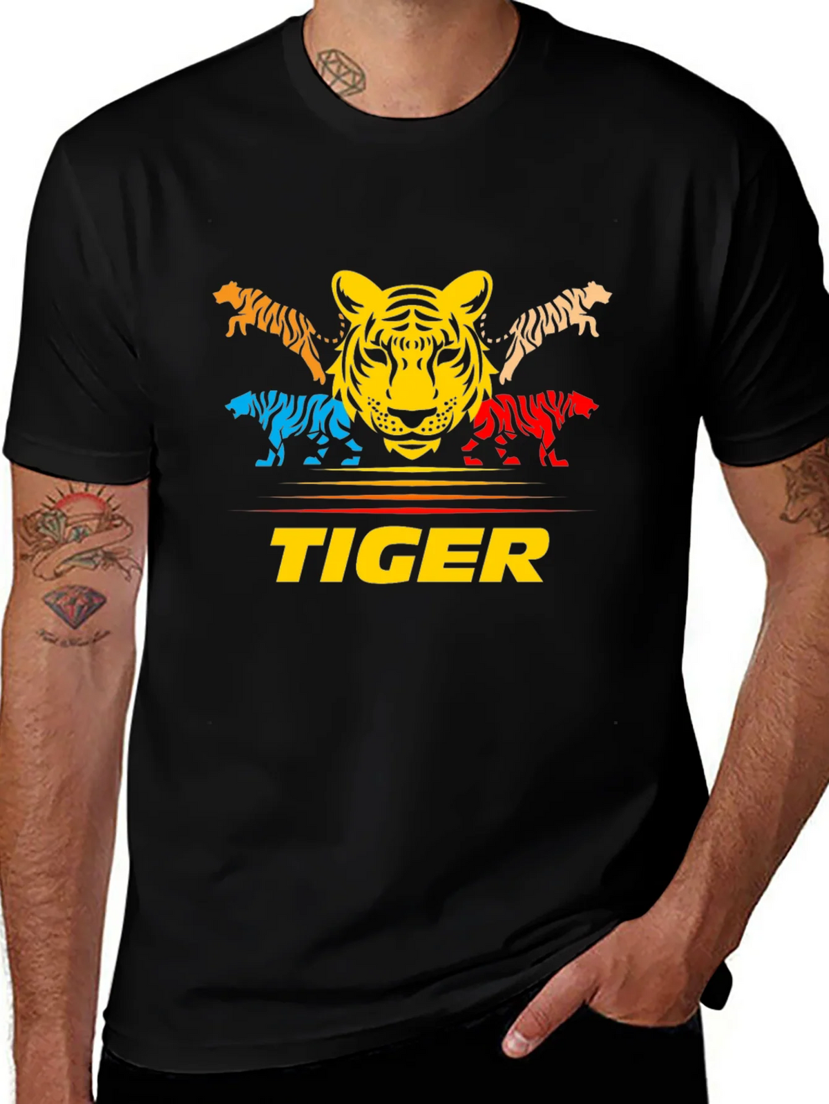Bold Tiger Graphic Tee - Colorful Animal Print product image 1
