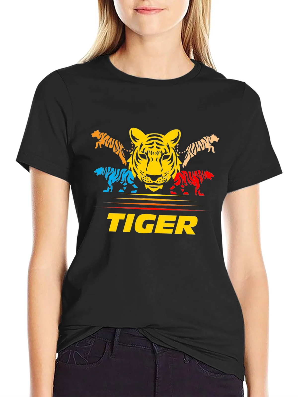 Bold Tiger Graphic Tee - Colorful Animal Print product image 2