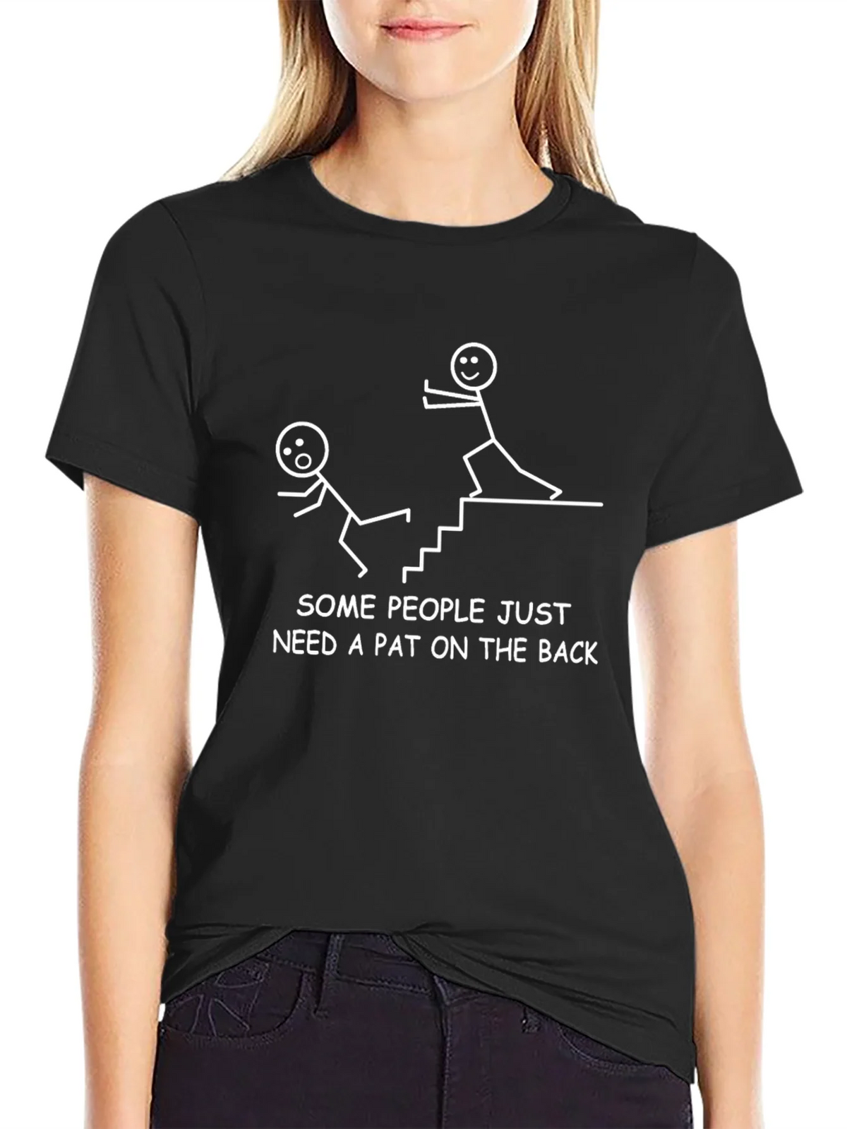 Funny Stick Figure T-Shirt: Pat on the Back product image 2