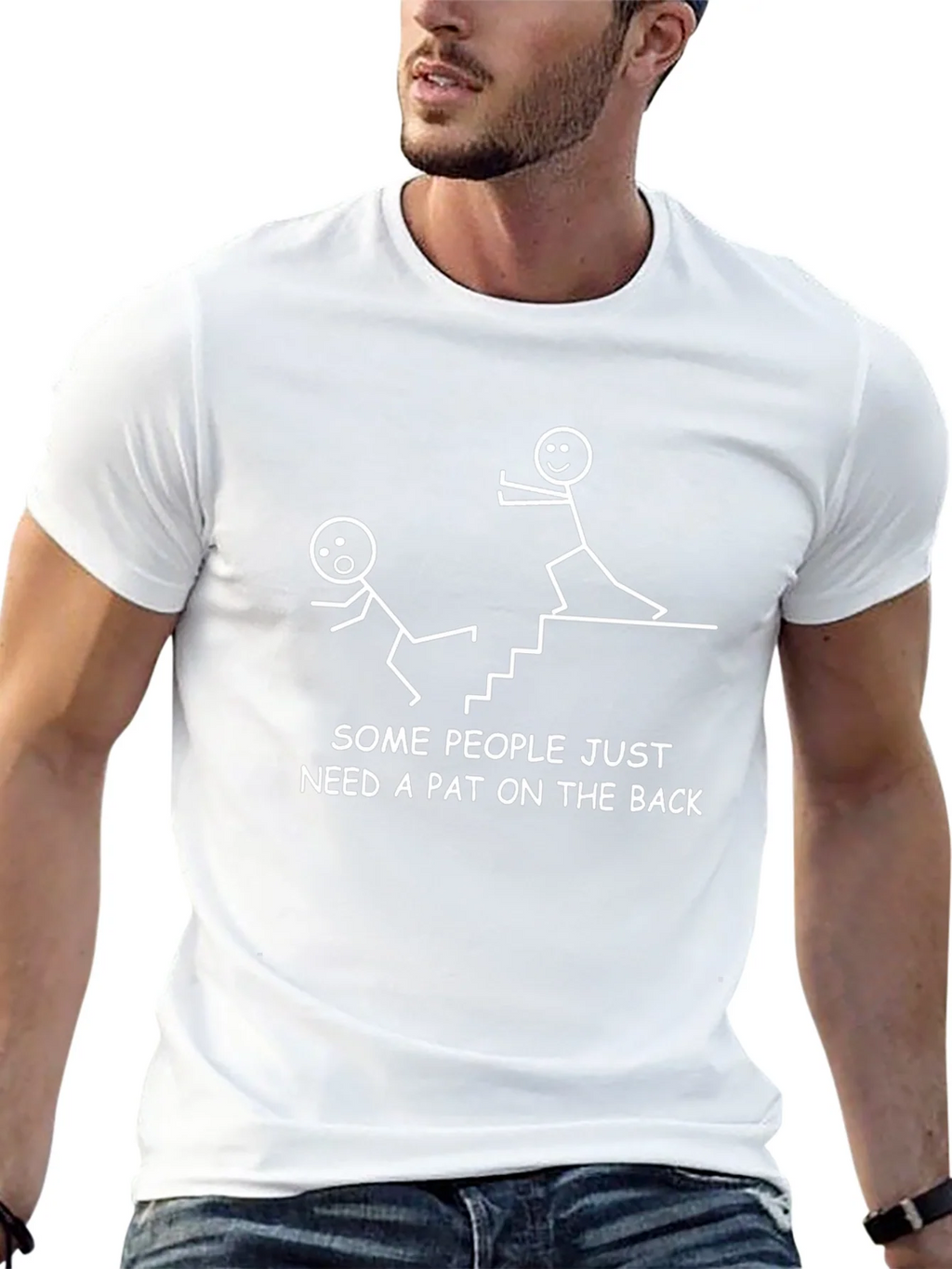 Funny Stick Figure T-Shirt: Pat on the Back product image 12