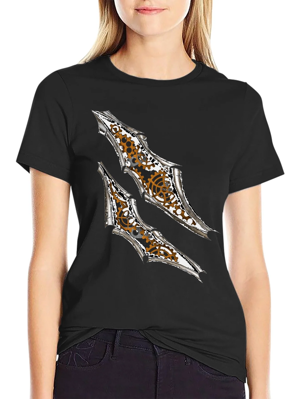 Steampunk Claw Design Graphic Black T-Shirt product image 1