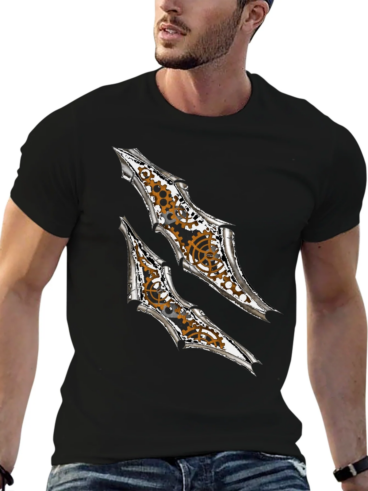 Steampunk Claw Design Graphic Black T-Shirt product image 5