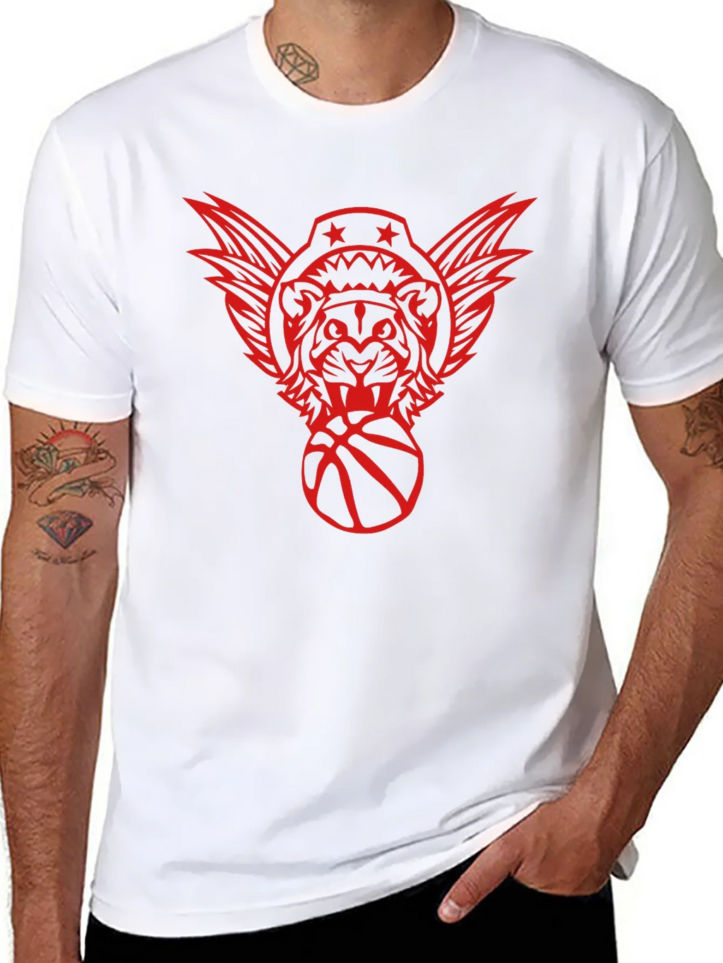 Graphic Print Tee - Tiger Basketball Design