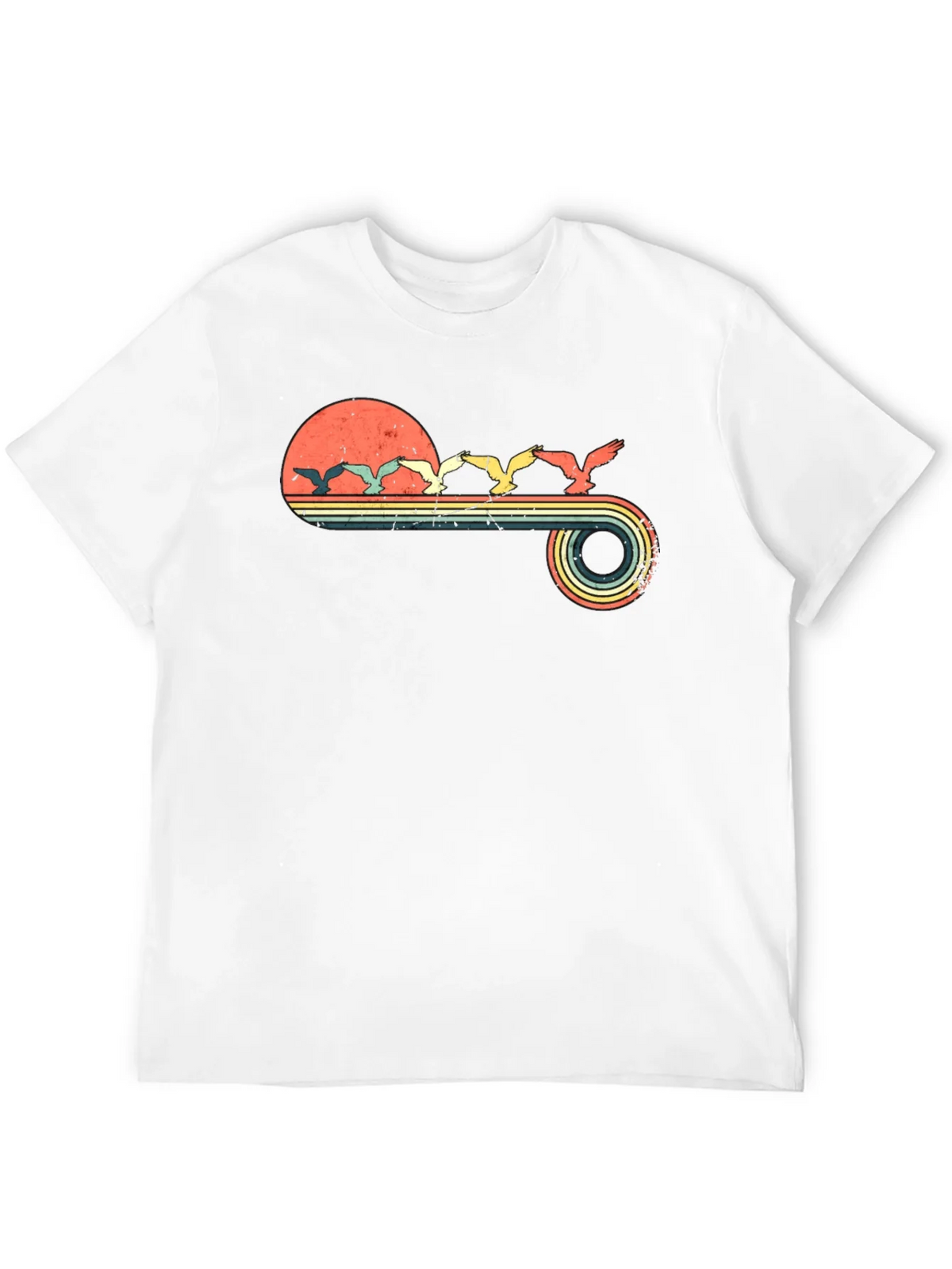 Retro Sunset Birds Graphic Tee - Black product image 11