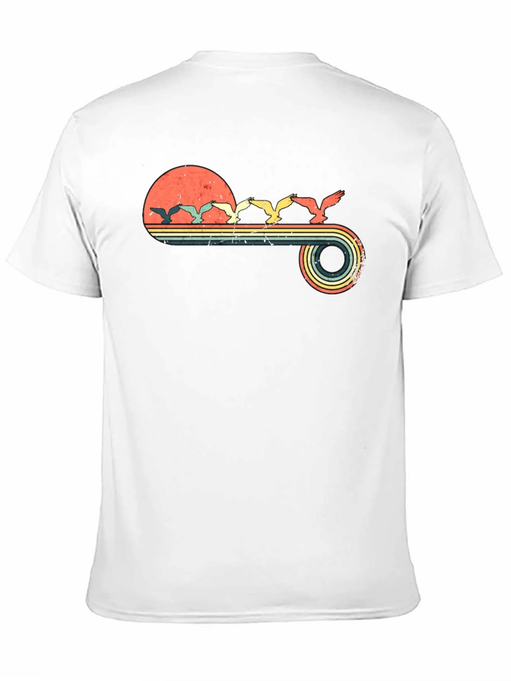 Retro Sunset Birds Graphic Tee - Black product image 10