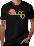 Retro Sunset Birds Graphic Tee - Black product image 1