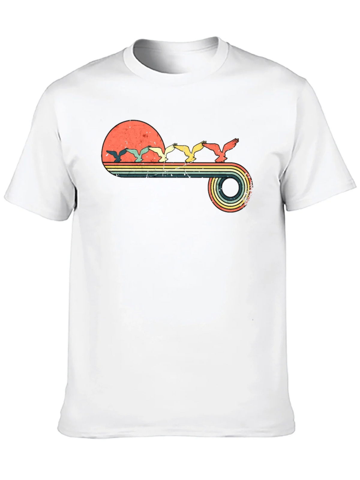Retro Sunset Birds Graphic Tee - Black product image 9