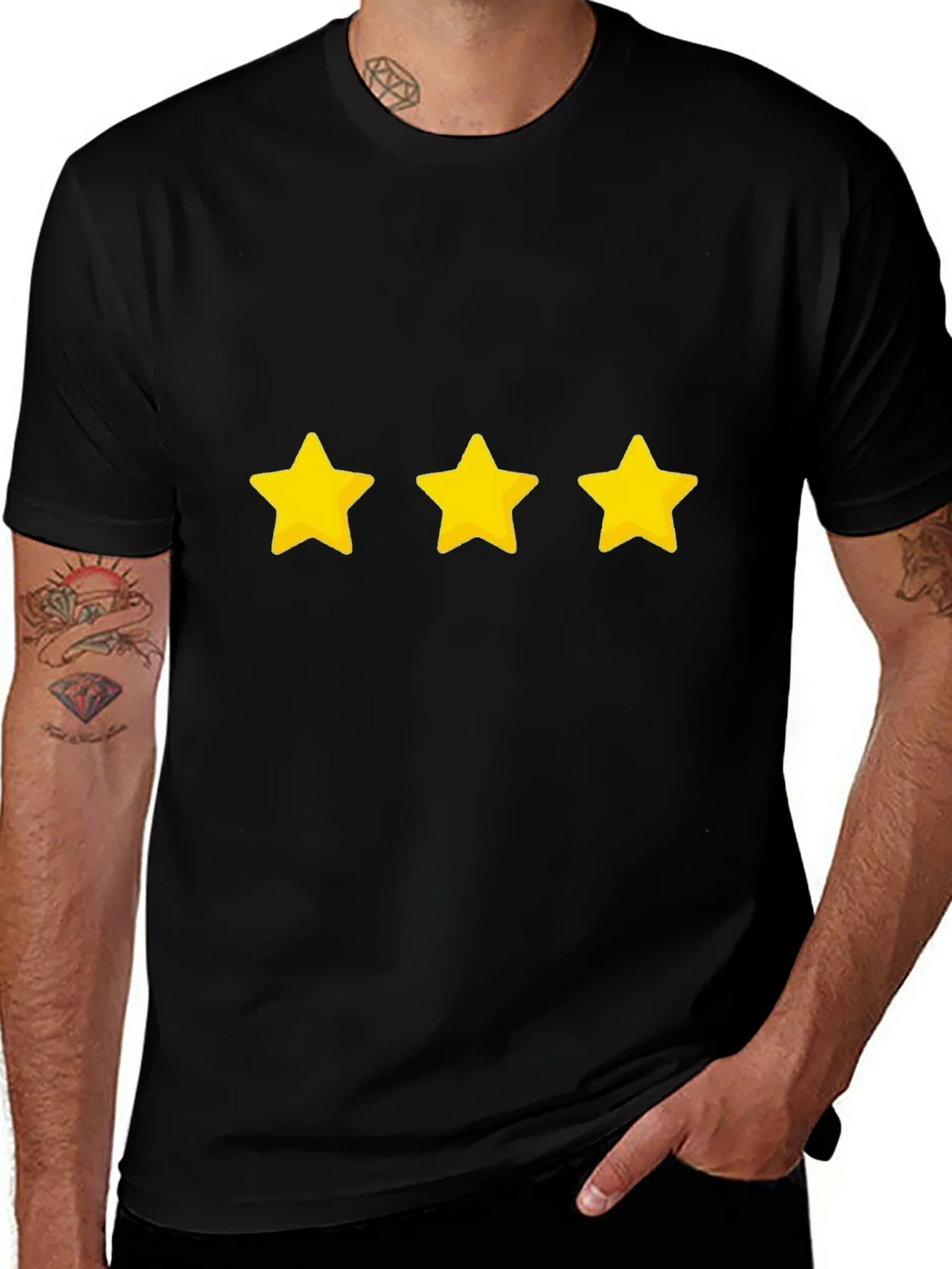 Three Star Graphic Black T-Shirt product image 1