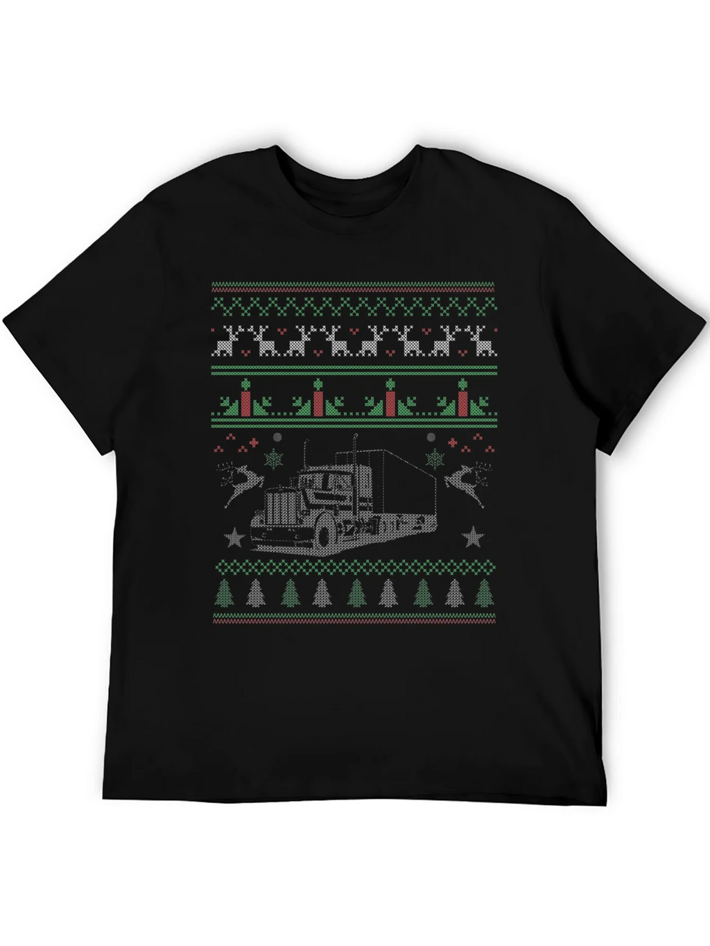 Trucker Christmas Sweater Style T-Shirt product image 5