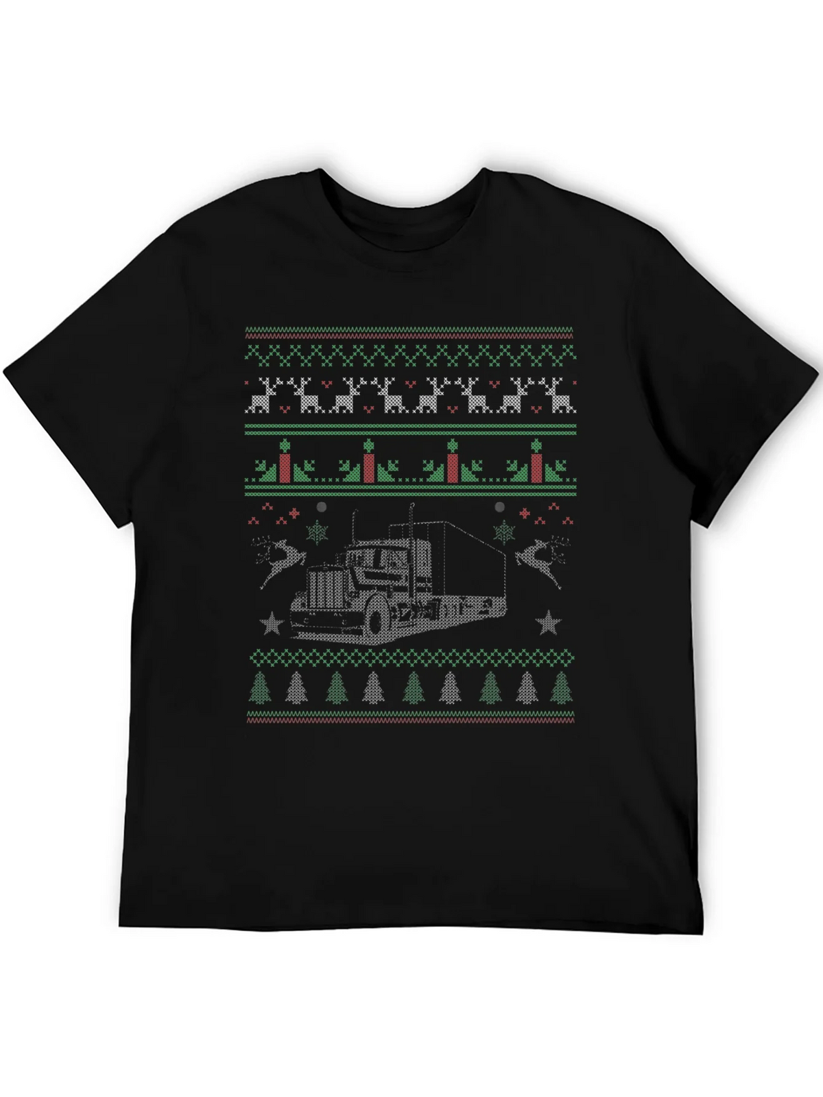 Trucker Christmas Sweater Style T-Shirt product image 5