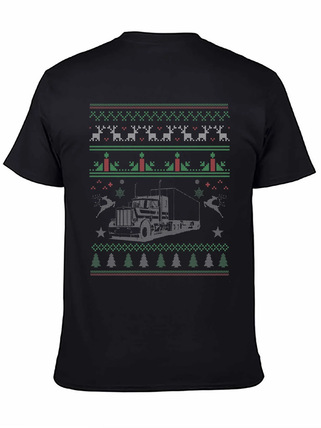 Trucker Christmas Sweater Style T-Shirt product image 4