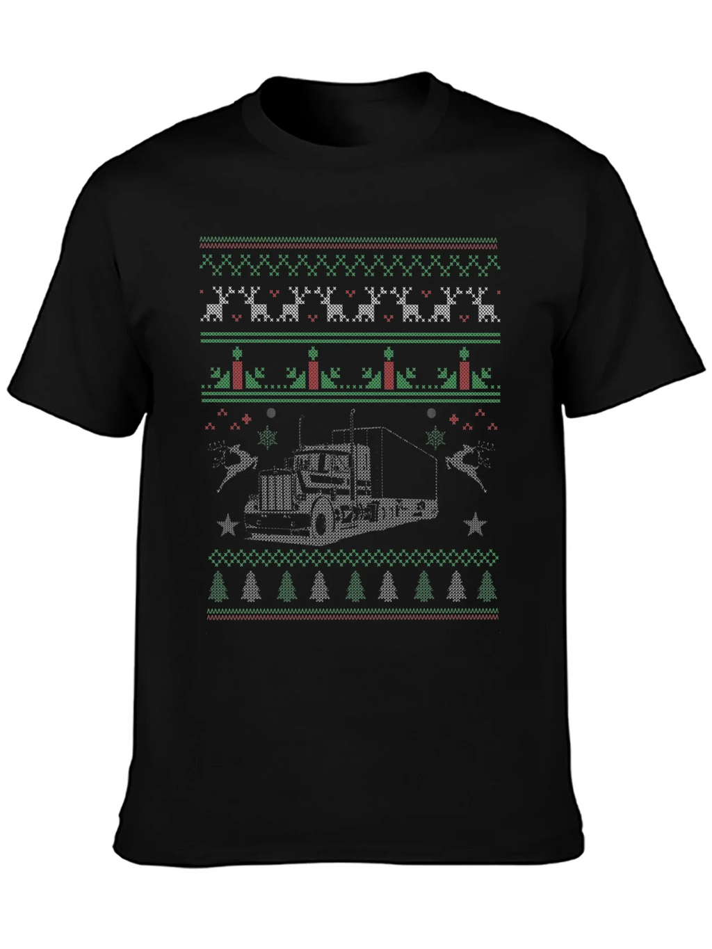 Trucker Christmas Sweater Style T-Shirt product image 3