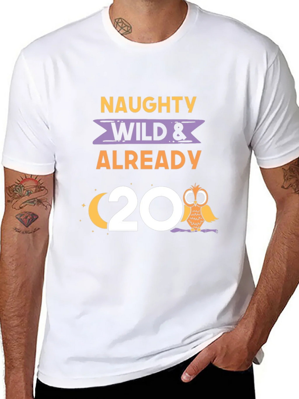 Naughty Wild & Already 20 Owl Birthday Tee product image 6