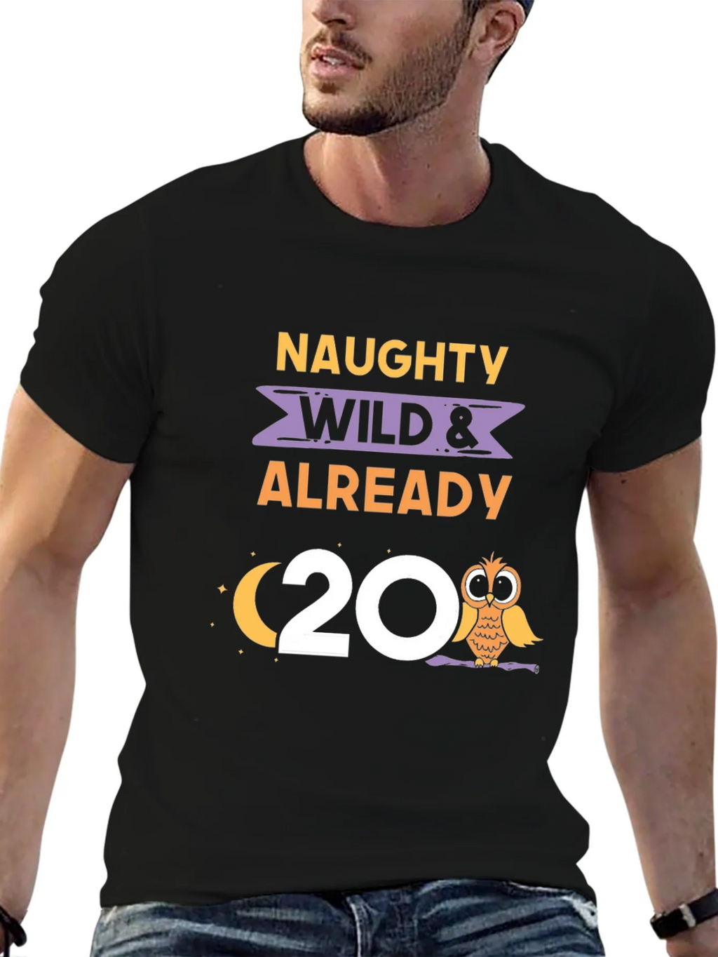 Naughty Wild & Already 20 Owl Birthday Tee product image 5