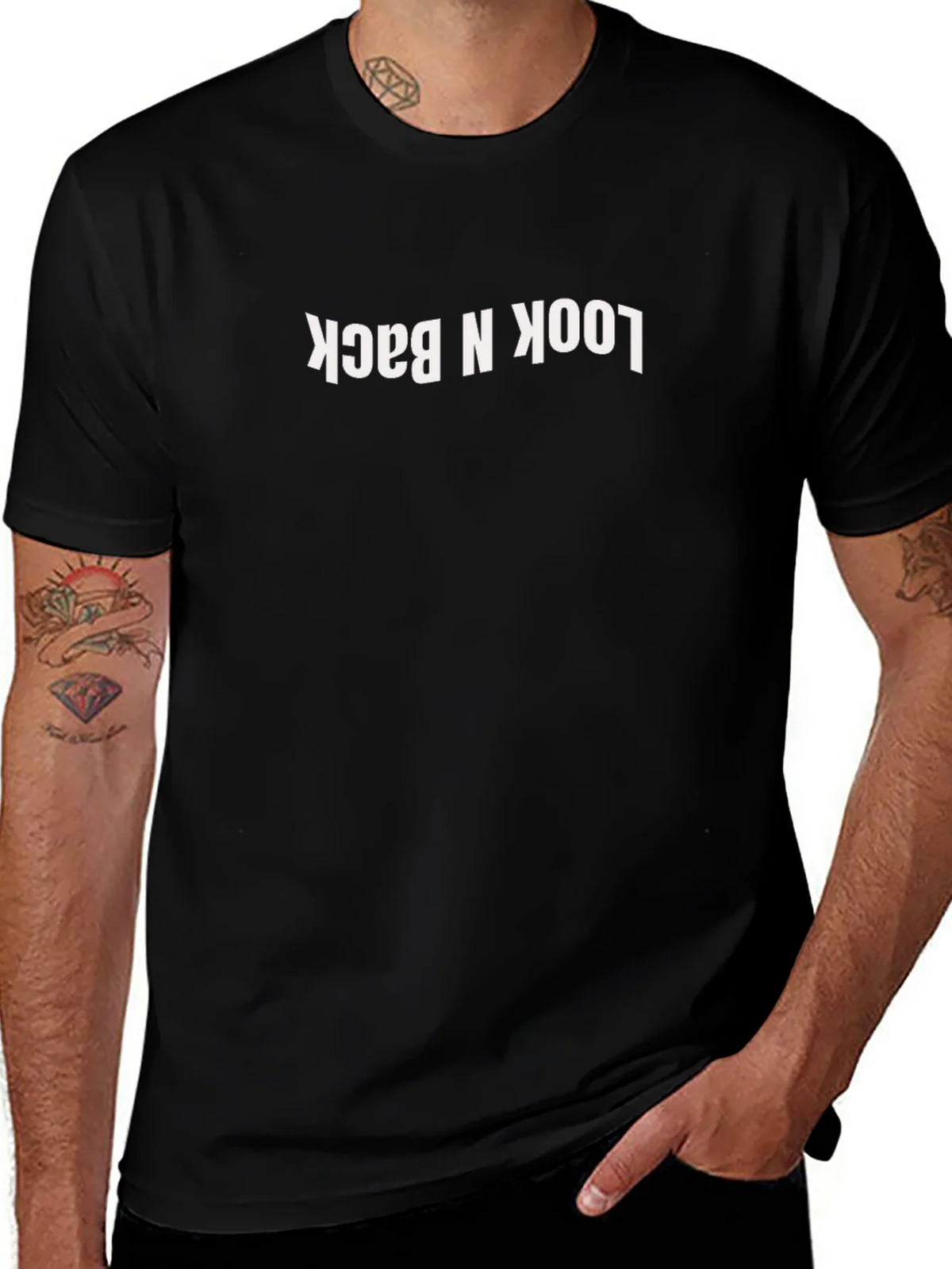 Look N Back Graphic Tee - Black Cotton Casual T-Shirt product image 1