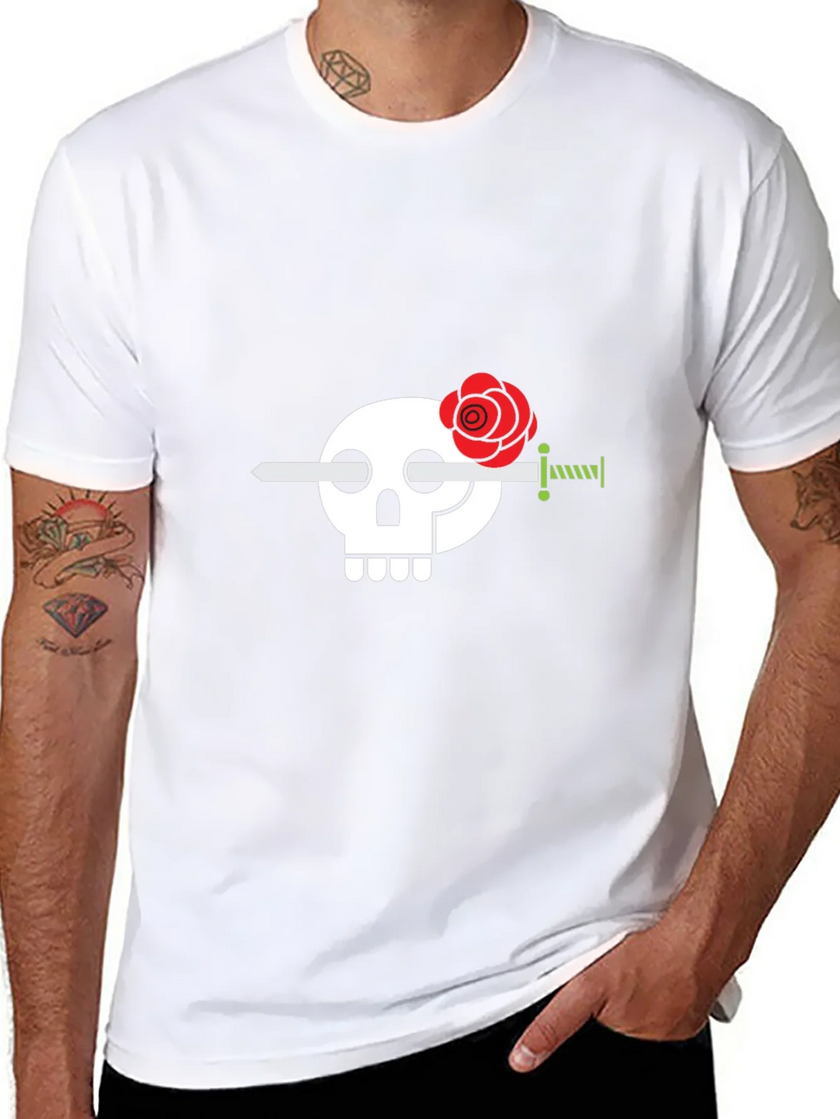 Skull & Rose Sword Graphic Tee - Stylish Mens Black T-Shirt product image 7
