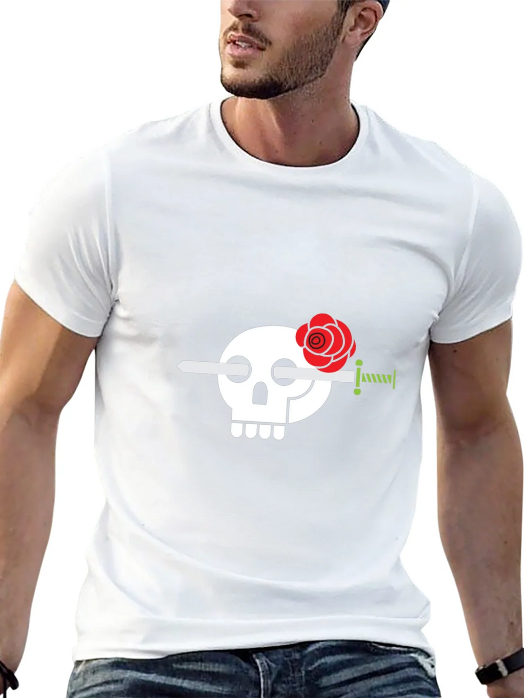 Skull & Rose Sword Graphic Tee - Stylish Mens Black T-Shirt product image 12