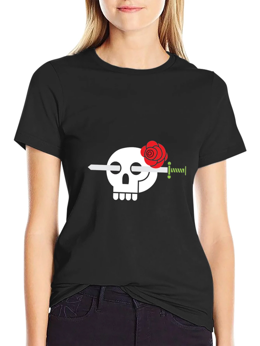 Skull & Rose Sword Graphic Tee - Stylish Mens Black T-Shirt product image 2