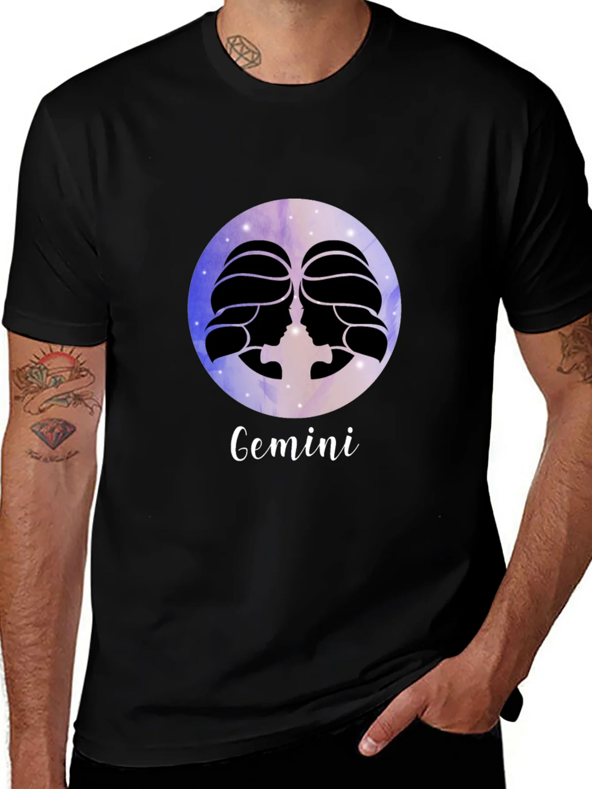 Gemini Zodiac Black T-Shirt product image 1