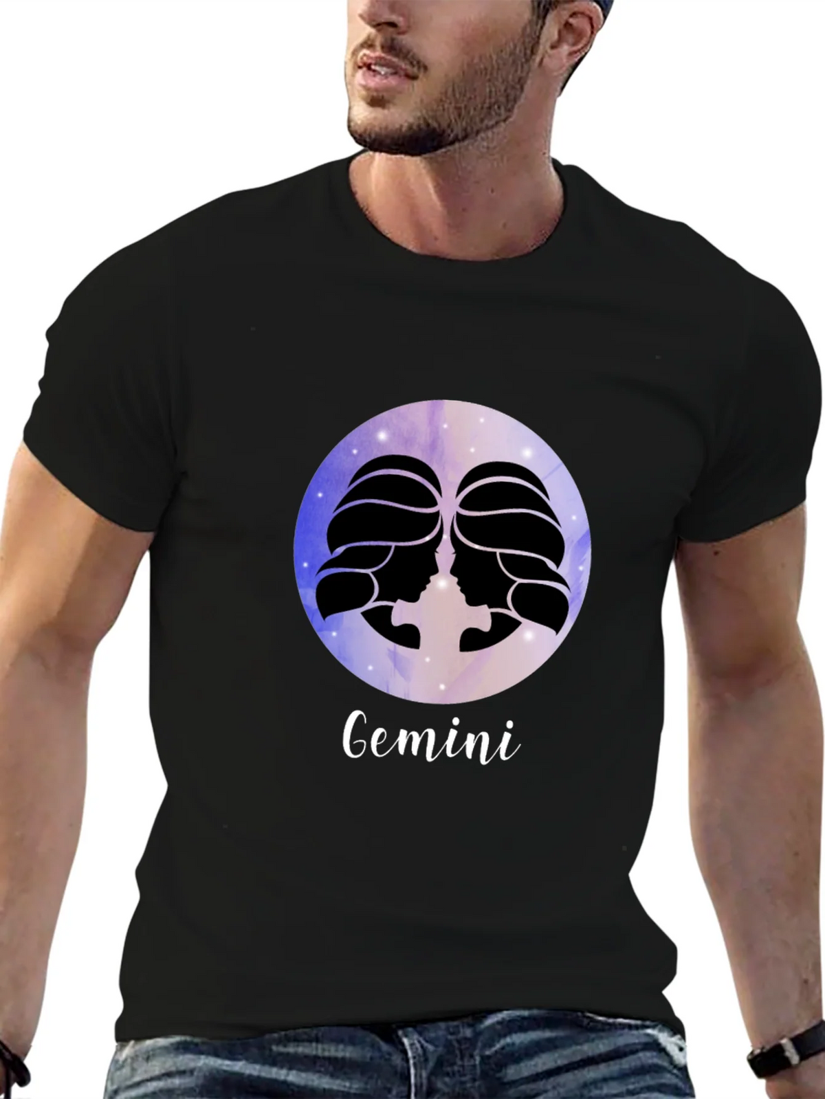 Gemini Zodiac Black T-Shirt product image 6
