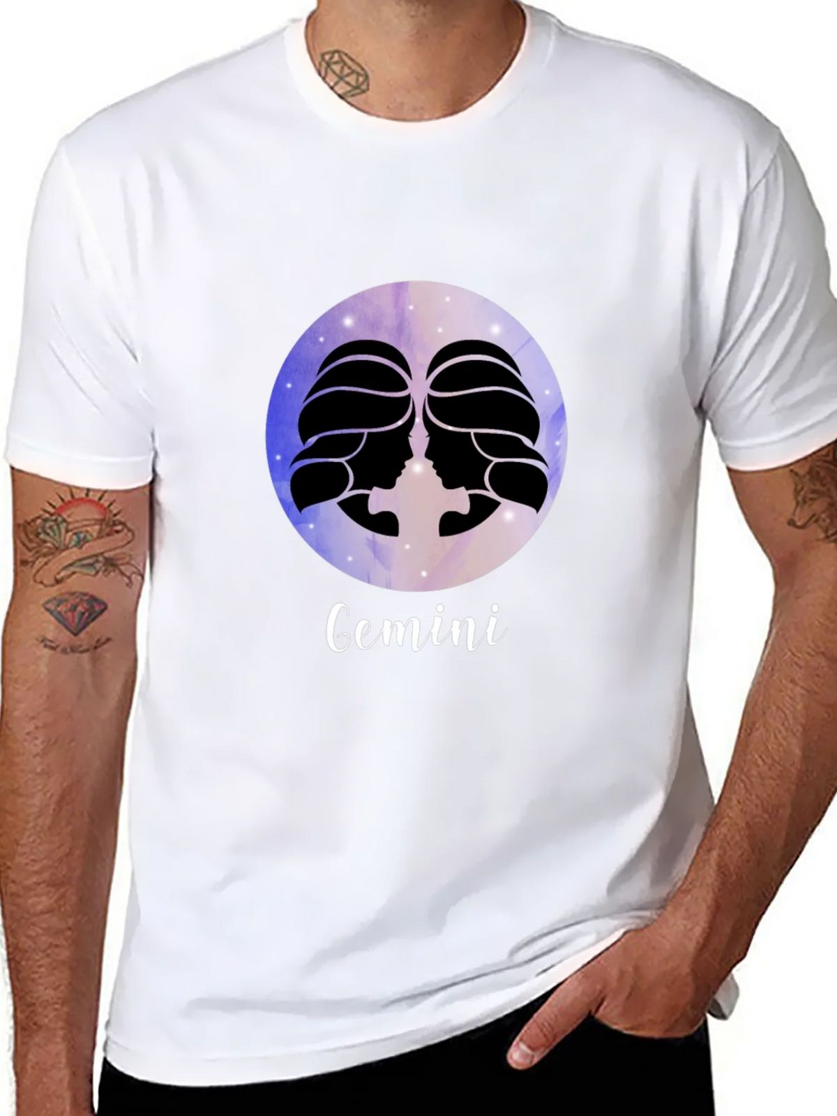Gemini Zodiac Black T-Shirt product image 7