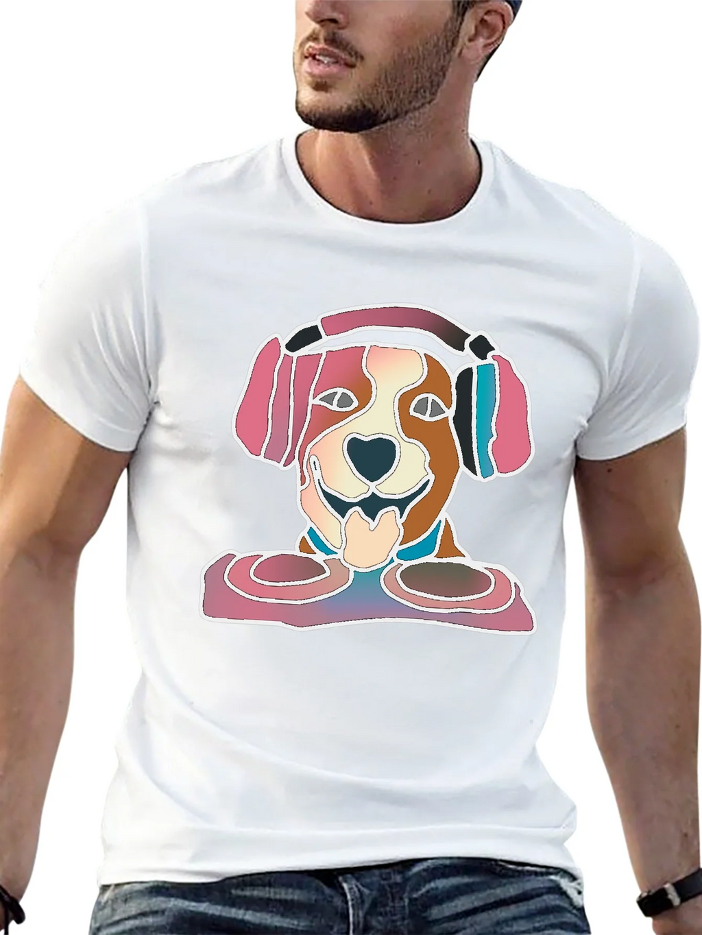 Dog with Headphones Graphic T-Shirt product image 12