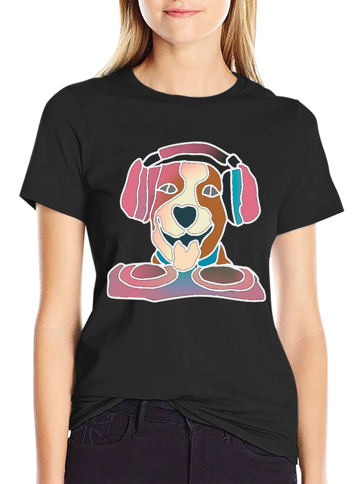 Dog with Headphones Graphic T-Shirt product image 2