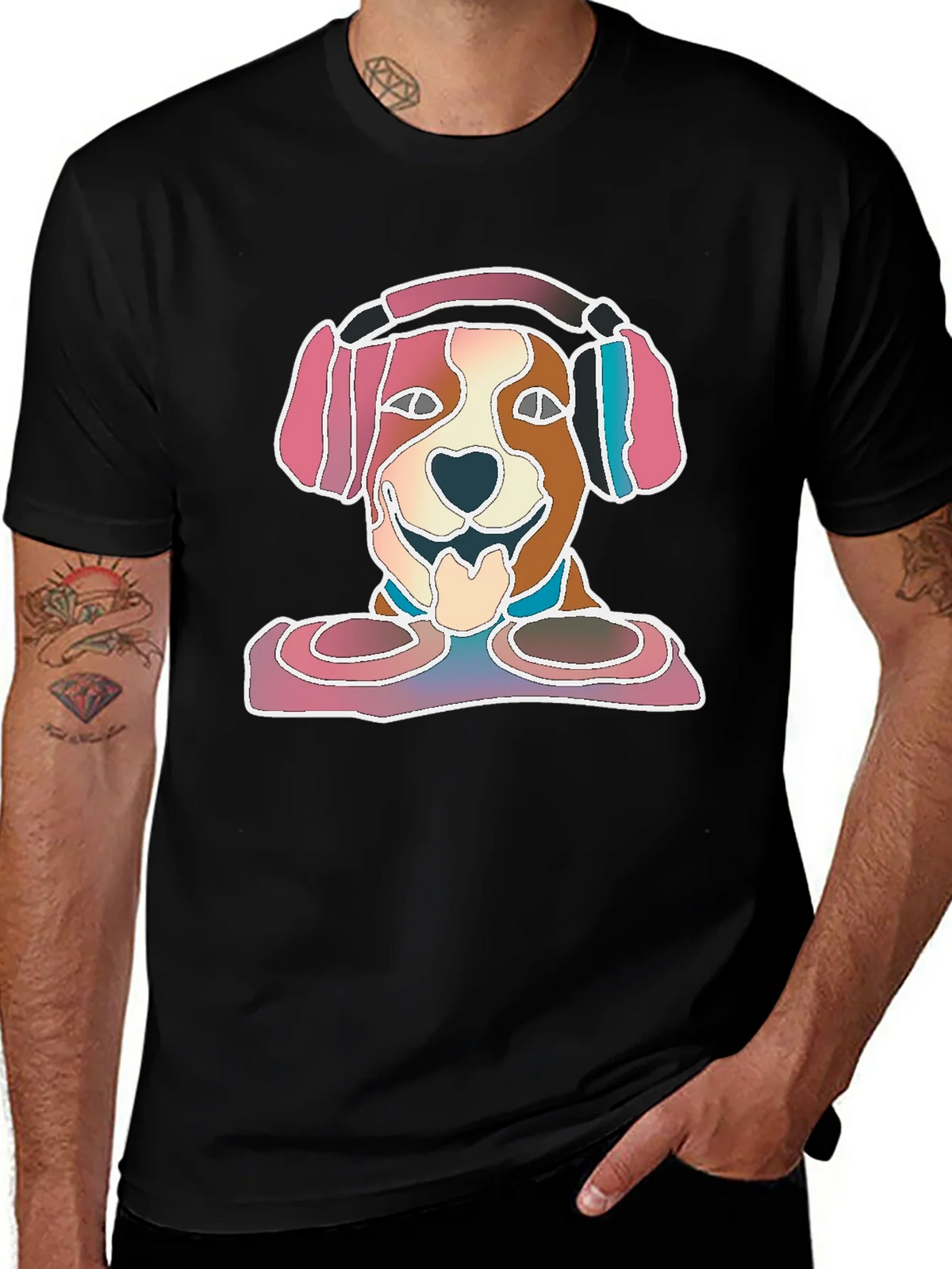 Dog with Headphones Graphic T-Shirt product image 1
