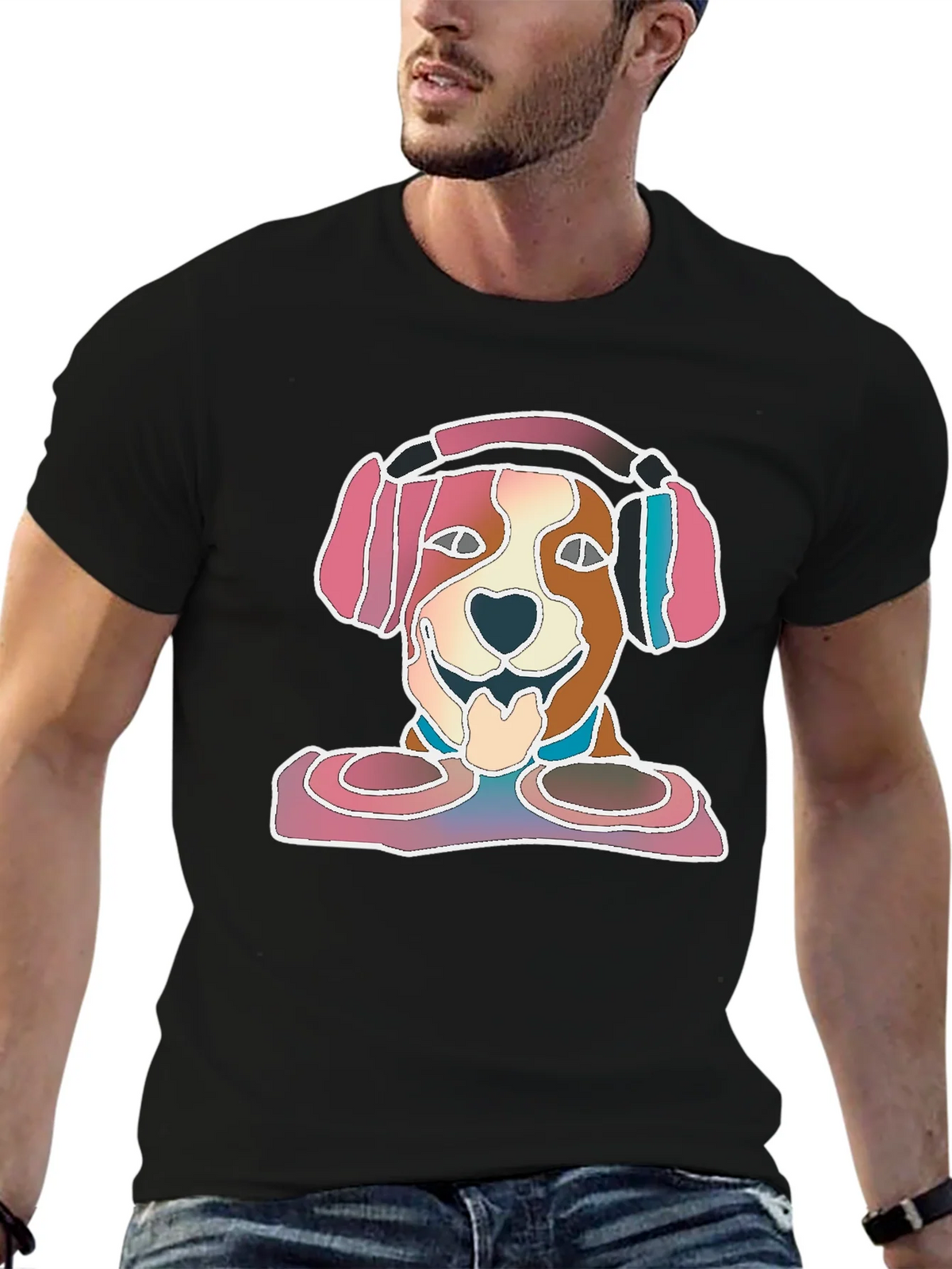 Dog with Headphones Graphic T-Shirt product image 6