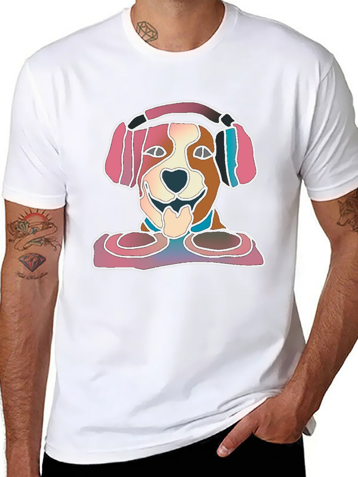 Dog with Headphones Graphic T-Shirt product image 7