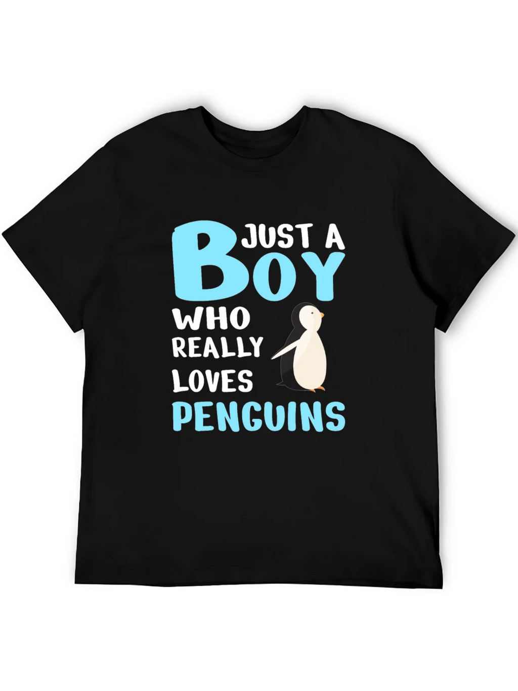 Just A Boy Who Loves Penguins Black T-Shirt product image 4