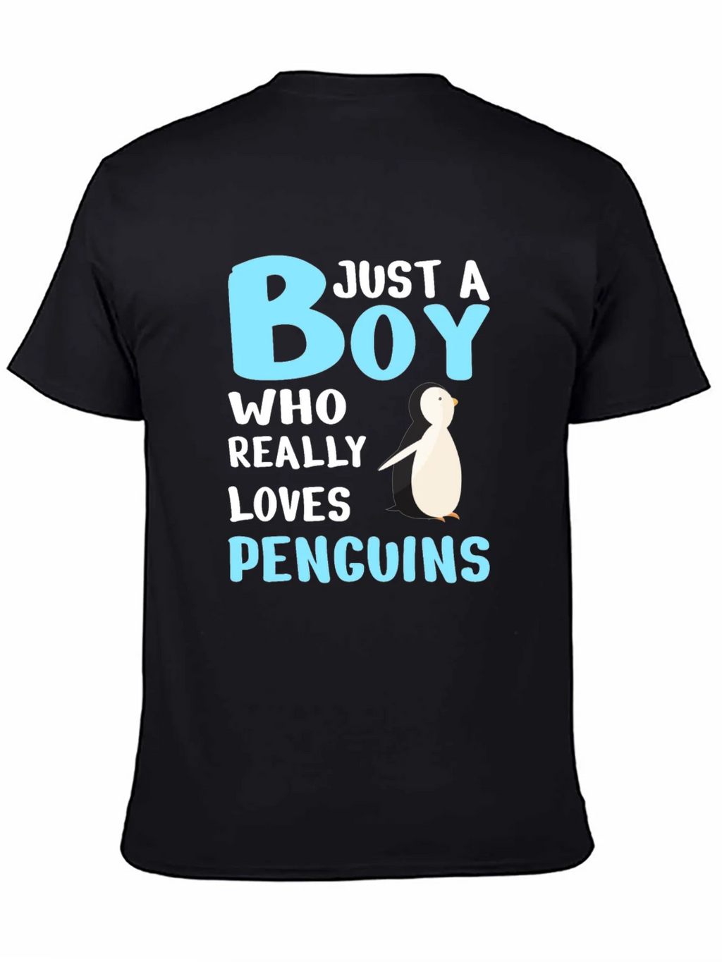 Just A Boy Who Loves Penguins Black T-Shirt product image 3