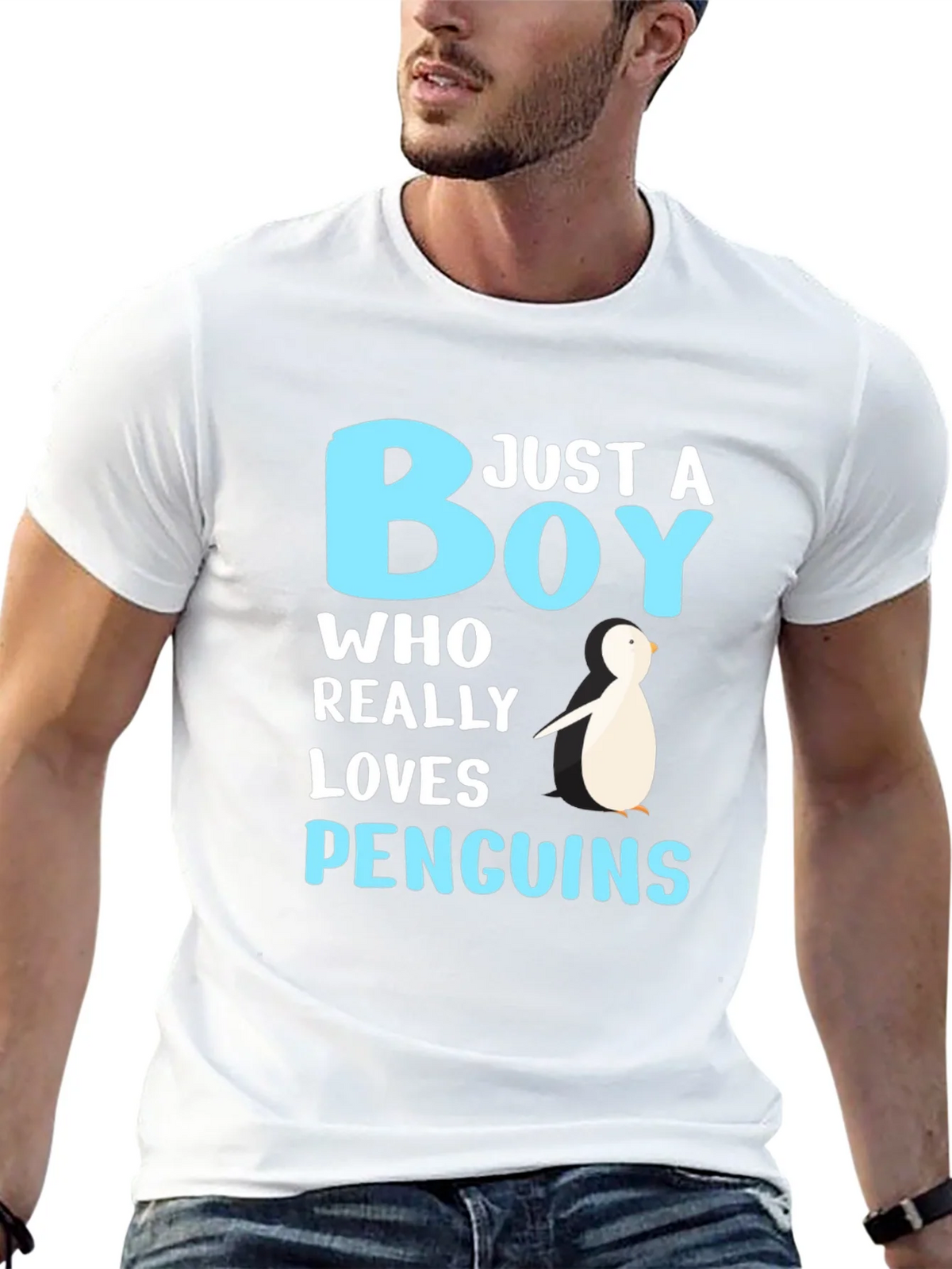 Just A Boy Who Loves Penguins Black T-Shirt product image 10