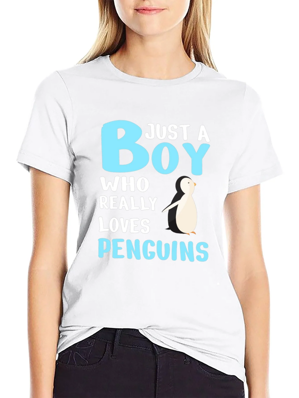 Just A Boy Who Loves Penguins Black T-Shirt product image 6