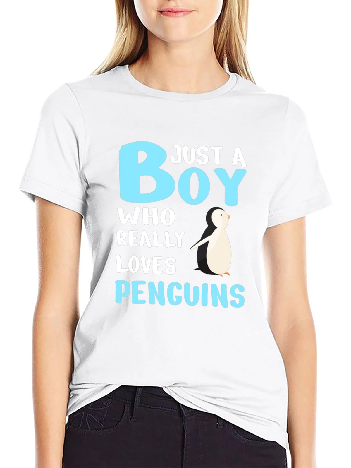 Just A Boy Who Loves Penguins Black T-Shirt product image 6