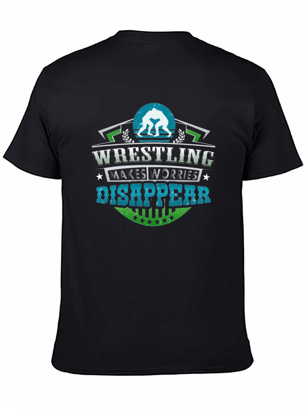 Wrestling Makes Worries Disappear Black T-Shirt product image 4