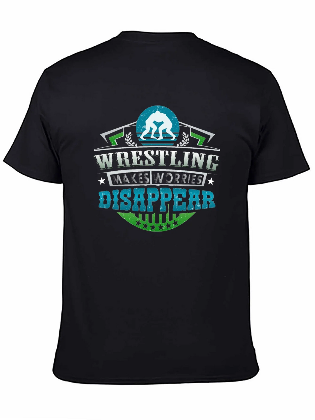 Wrestling Makes Worries Disappear Black T-Shirt product image 4