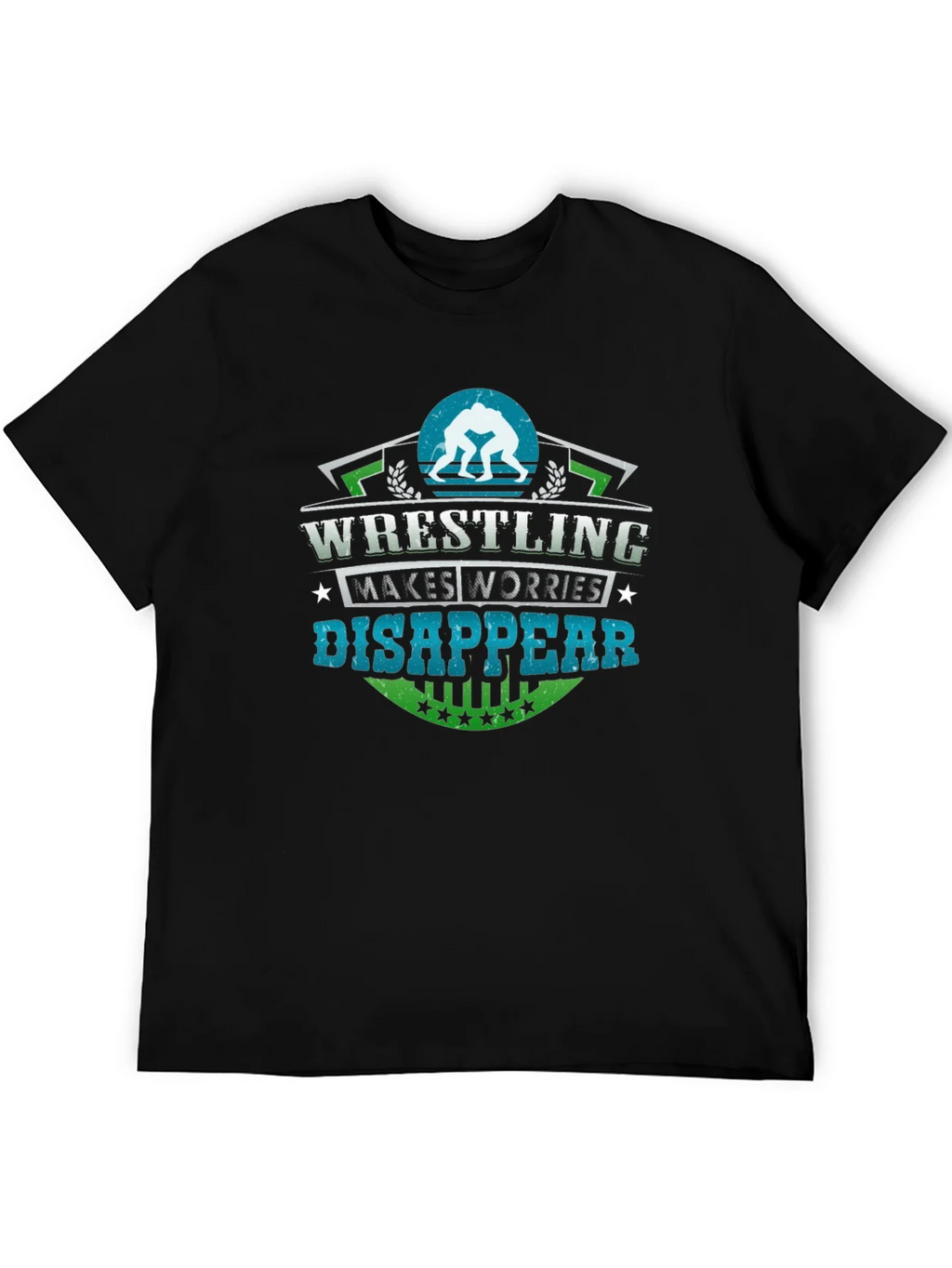 Wrestling Makes Worries Disappear Black T-Shirt product image 5