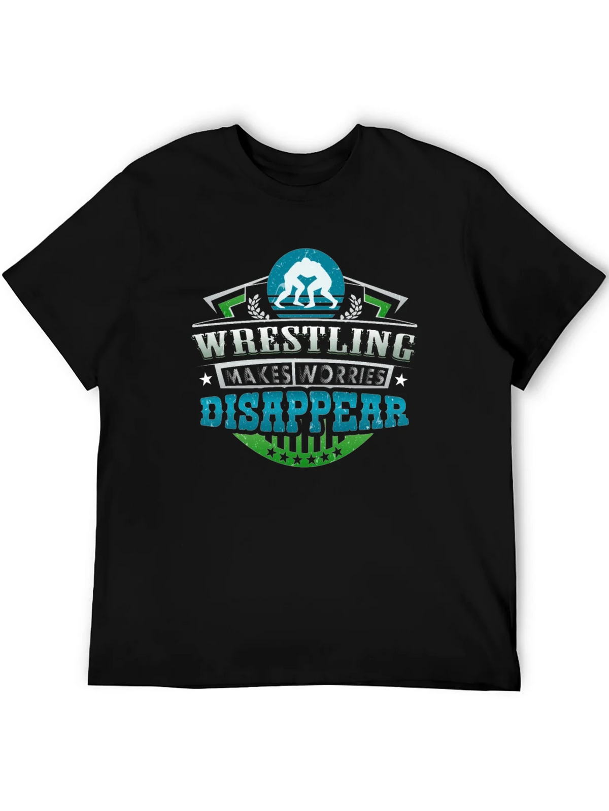 Wrestling Makes Worries Disappear Black T-Shirt product image 5