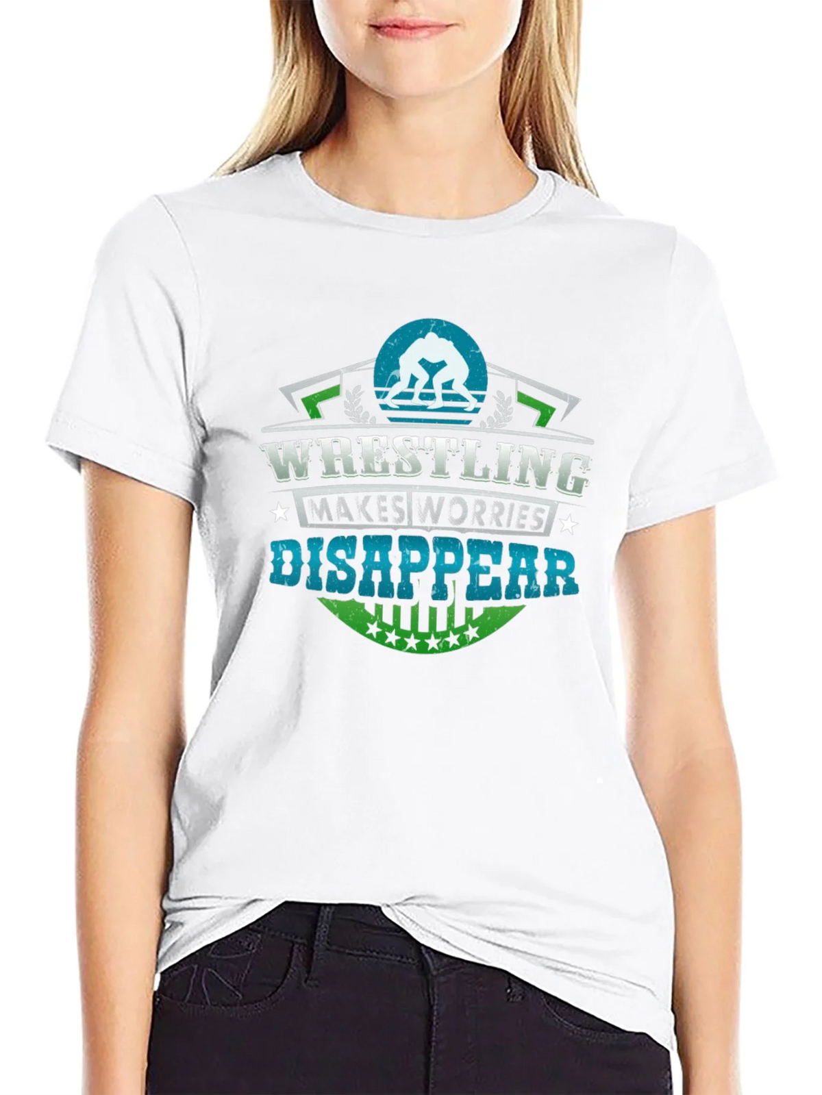 Wrestling Makes Worries Disappear Black T-Shirt product image 8