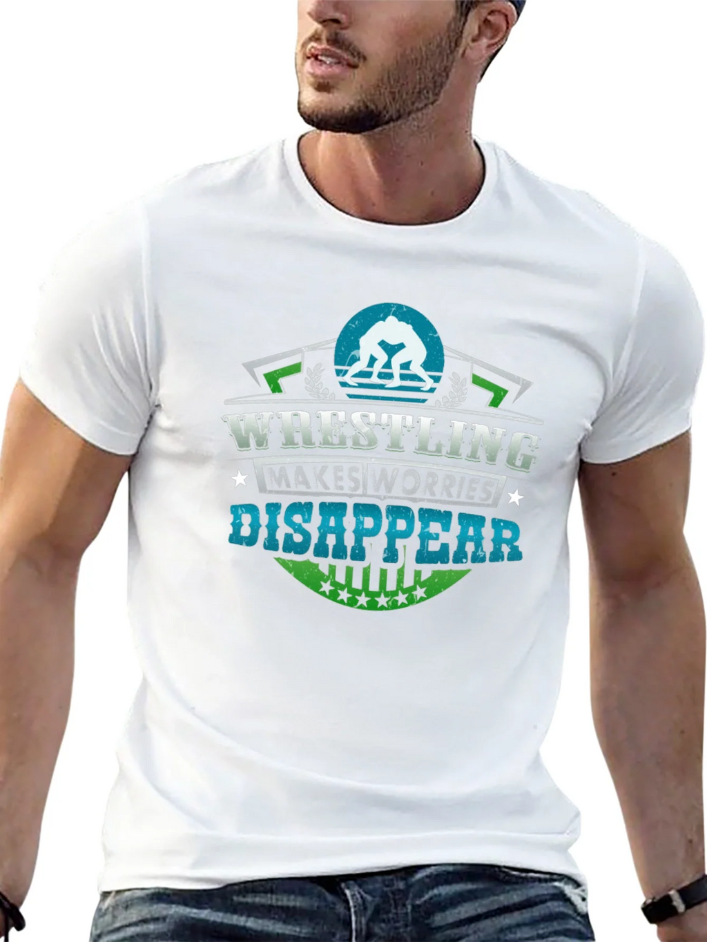 Wrestling Makes Worries Disappear Black T-Shirt product image 12