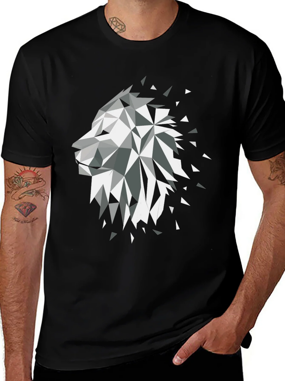 Geometric Lion Black Graphic Tee product image 1