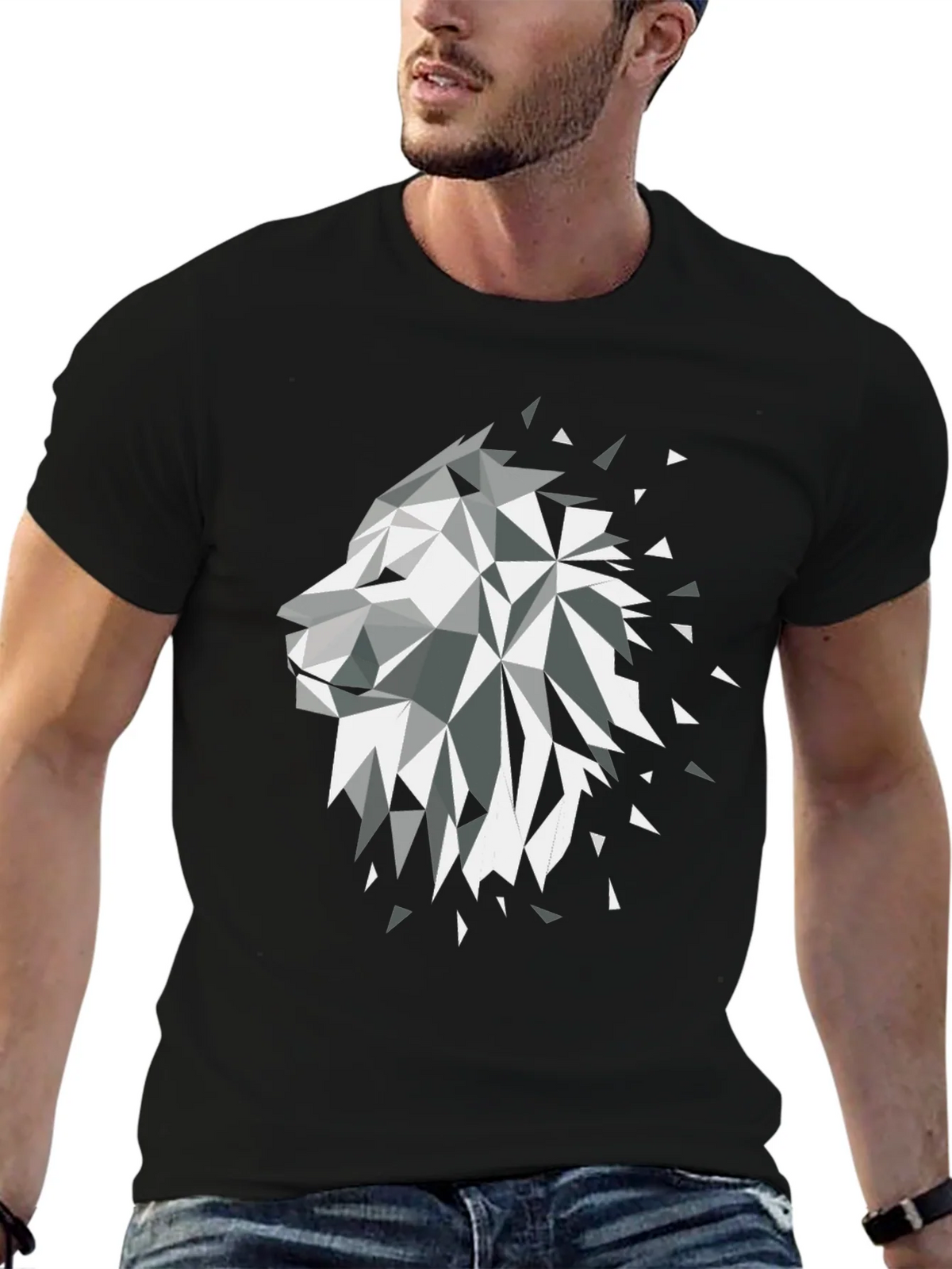 Geometric Lion Black Graphic Tee product image 6