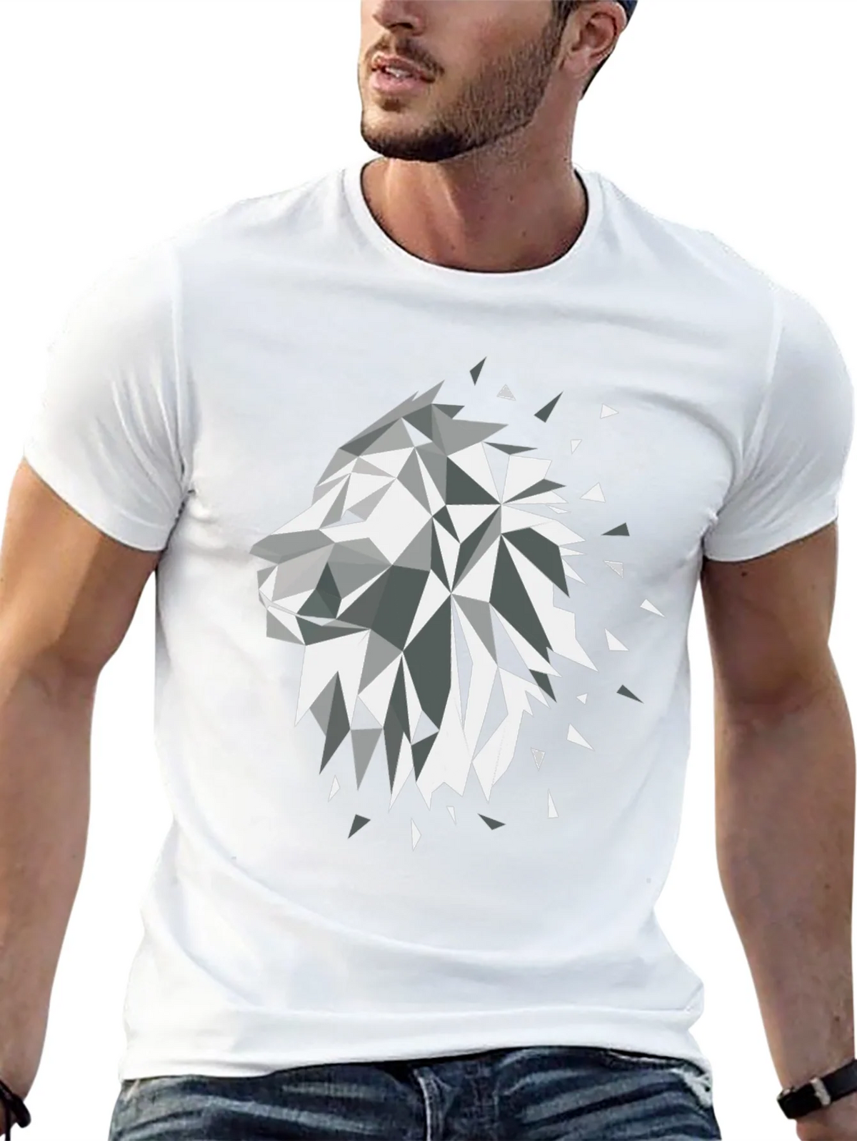 Geometric Lion Black Graphic Tee product image 12